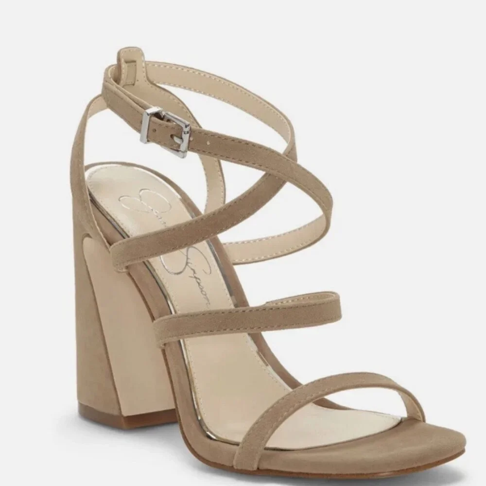 Jessica Simpson Raymie Strappy Heel in Fawny Suede